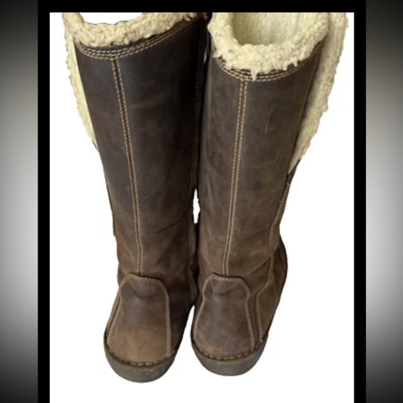 Teva Tonalea Boots Sherpa Lined Size 8 Brown Leather Waterproof Side Zip 4327 - Picture 4 of 15